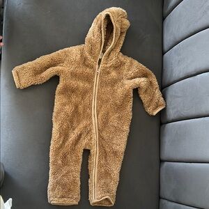 GAP Tan Footies One Piece with Hood and Zipper
